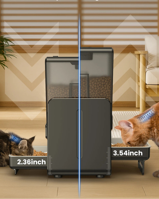 Automatický dávkovač suchého krmiva pro kočky – 5L s hlasovým záznamem a dvěma miskami - Hračky Pro Mazlíčky