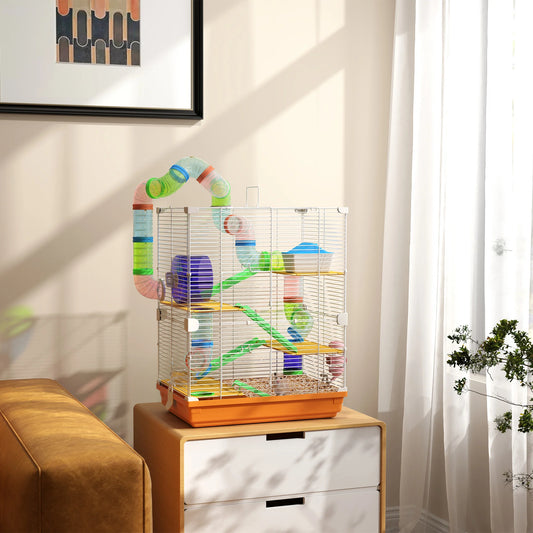 PawHut Klec pro křečky s tunely a příslušenstvím – 5 patrová - Hračky Pro Mazlíčky